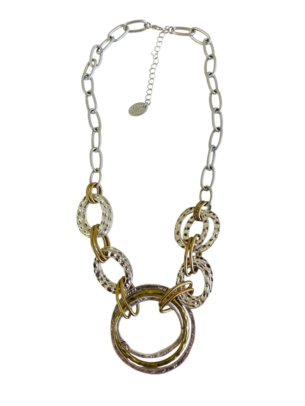 Stella & Ruby Two Toned Hammered Circle Rings Necklace